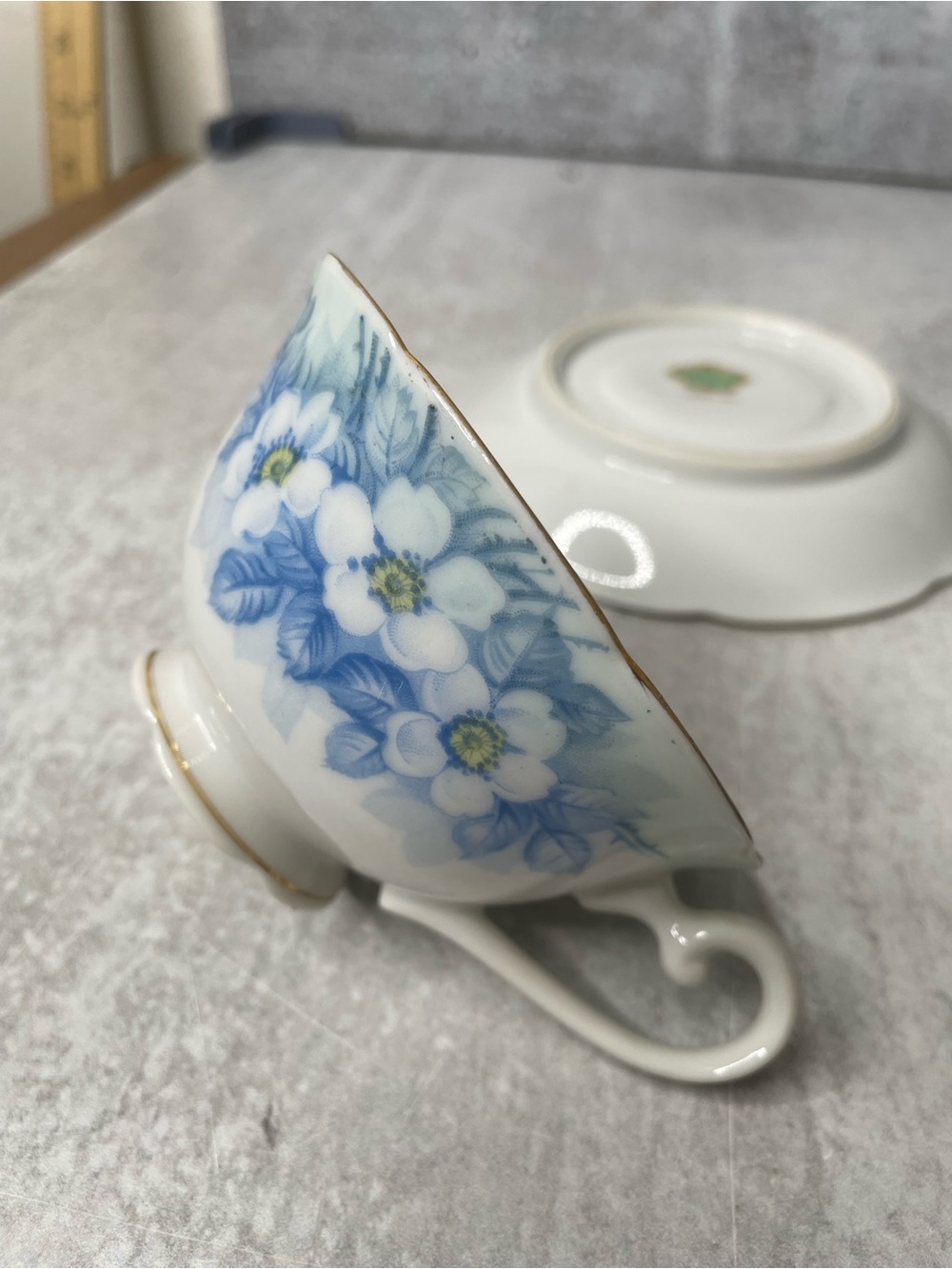 Vintage Spoto China Blue Floral Teacup & Saucer Set Made in Occupied Japan - Picture 5 of 8